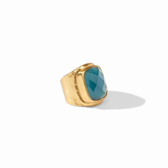 Tudor Statement Ring, Iridescent Peacock Blue