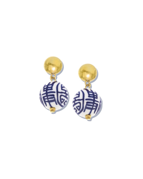 Blue & White Margaret Drop Earrings