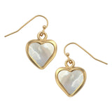 Small Mother of Pearl Heart Earrings, gold