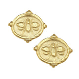 Bee Intaglio Stud earrings, gold