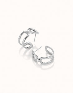 Double hoop earrings with white topaz (gold or silver)