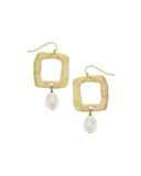 Open Square Pearl Earrings