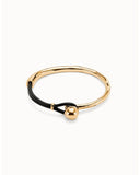 Gold bracelet with brown leather