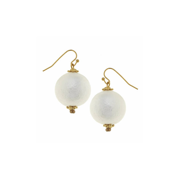 Cotton Pearl Drop Earrings, gold