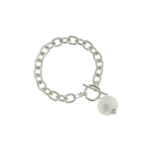 Cotton Pearl Toggle Bracelet, silver