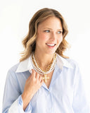 Pearl Cross Multi-Strand Necklace, gold