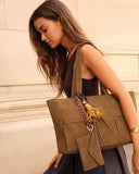 Taya Woven Suedette Tote Bags, Caramel 
Suedette