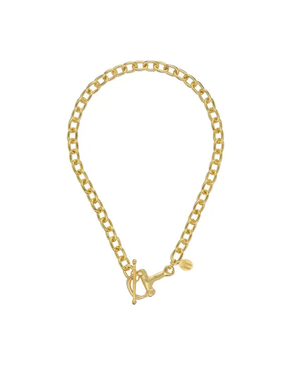 Gold Horse Bit Toggle Necklace - No Charm