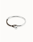 Silver Bracelet with brown leather