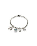 Bracelet with 4 charms (silver, blue)