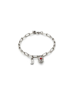 Heart Bracelet with Silver Heart and Red Crystal (Silver/Red)
