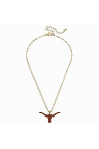 Texas Longhorns Ball Bead Charm Necklace, gold
