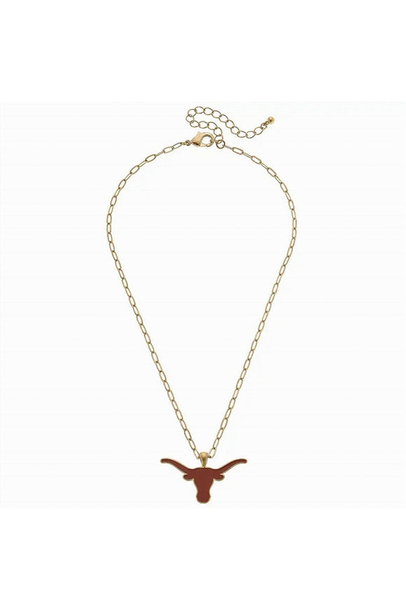 Texas Longhorns Ball Bead Charm Necklace, gold