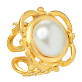 Handcast Gold Pearl Adjustable Ring