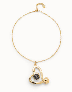 Midsize pendant and heart with black crystal
