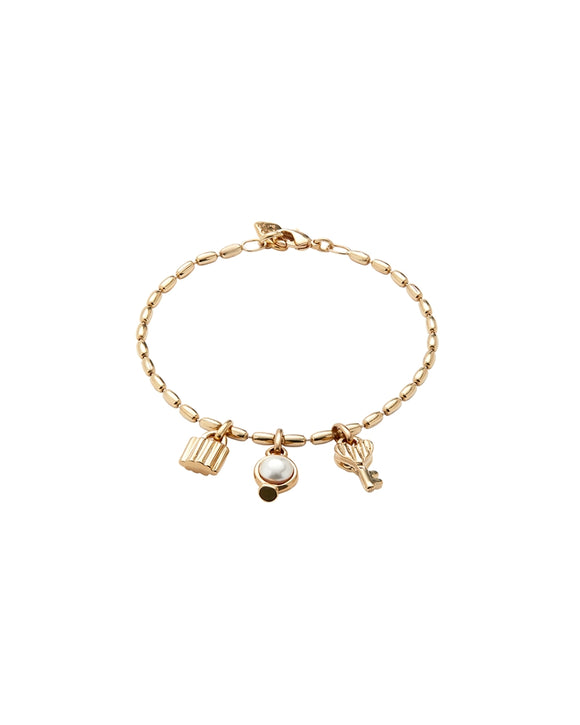 Lock, key, and pearl charm bracelet (silver or gold)