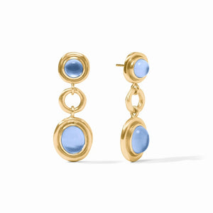 Wave Tier Earrings, Iridescent Chalcedony Blue