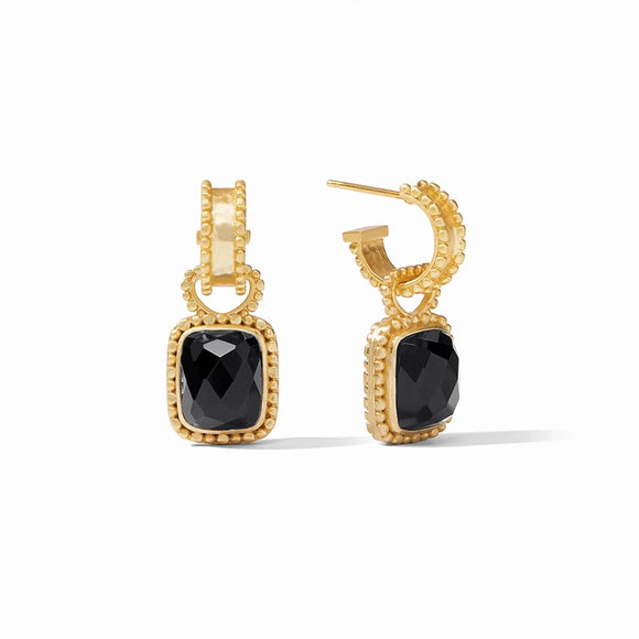 Marbella Hoop & Charm Earring, Obsidian Black