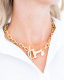 Gold Horse Bit Toggle Necklace - No Charm