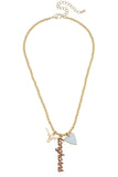 Texas Longhorns Ball Bead Charm Necklace, gold