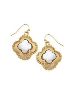 Gold Clover with Pearl Earrings