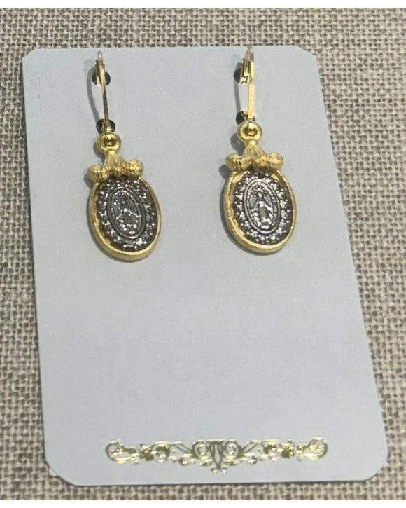 Antique Silver Virgin Mary earrings (ER371)