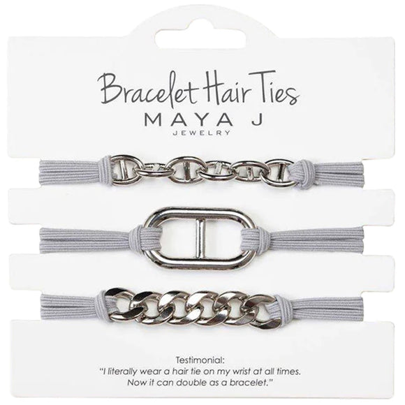 Grey Elastic Bracelet Hair Tie - Grey