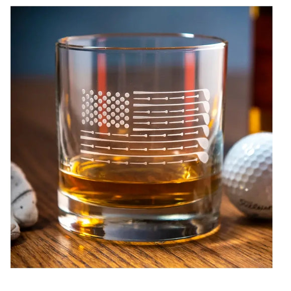 American Flag Golf Whiskey Glass
