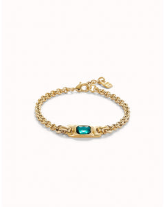 Chain bracelet with green crystal (gold or silver)