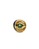 Ring with three green crystal eye (gold)
