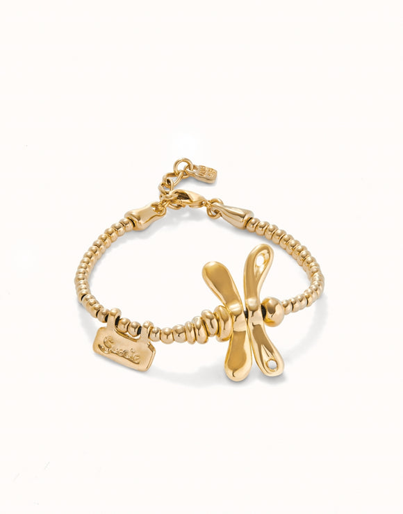 Elastic bracelet with dragonfly (gold)