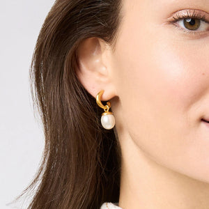 Wave Hoop & Charm Pearl Earrings