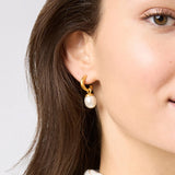 Wave Hoop & Charm Pearl Earrings