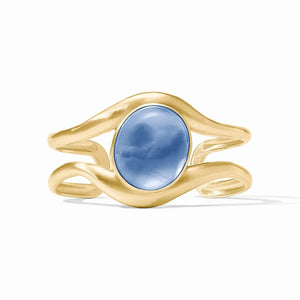 Wave Stone Cuff, Iridescent Chalcedony Blue