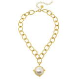 Cotton Pearl on Handcast Gold Chain Necklace