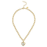 Small Mother of Pearl Heart Jane Necklace, gold