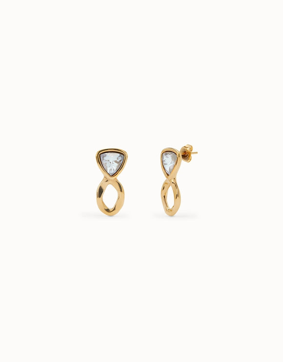 Drop earrings with multicolor crystals (gold)