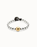 Bracelet with 1 large central bead (gold or silver)