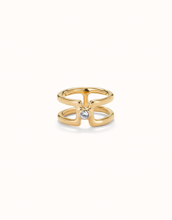 Double ring with white topaz (gold)