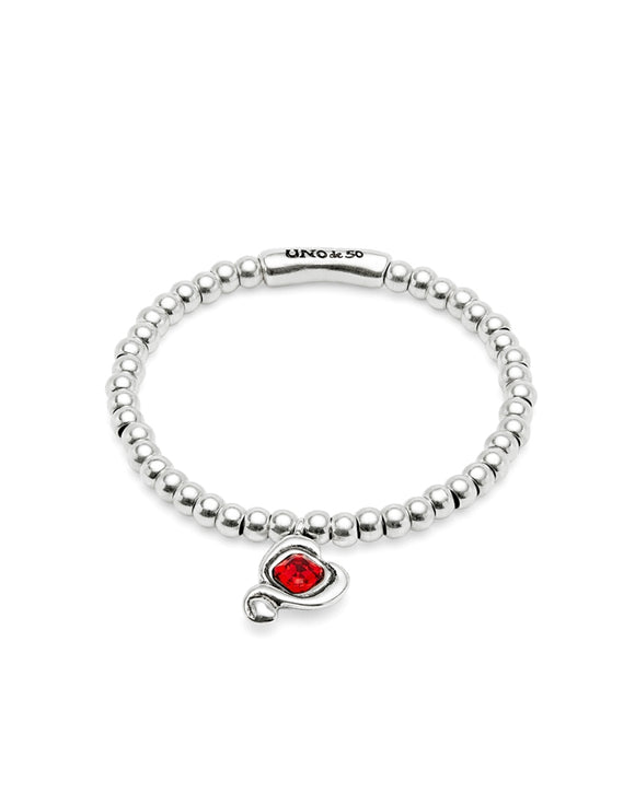 Heart Bracelet with Red Crystal (Silver/Red)