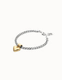 Chain bracelet with small heart detail, silver/gold