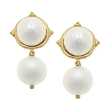 Gold Cotton Pearl Cab with Cotton Pearl Drop Earrings