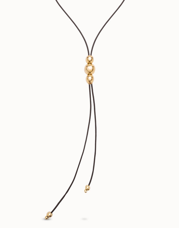 Pendant necklace with 3 central beads (gold or silver)