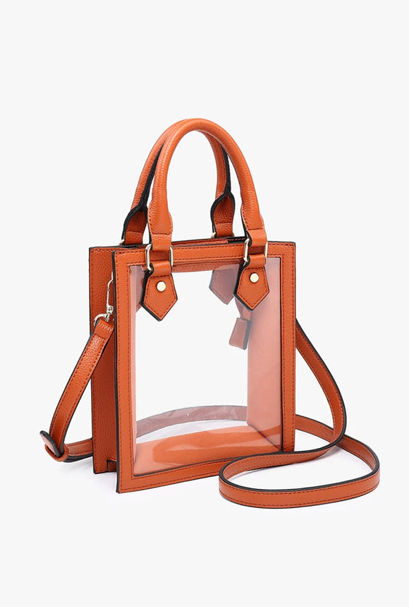 Elise Clear Rectangular Crossbody - Orange