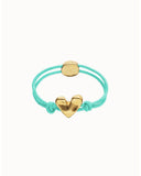 Turquoise elastic thread bracelet with heart charm