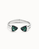 Bangle bracelet with two multicolored crystals (silver)