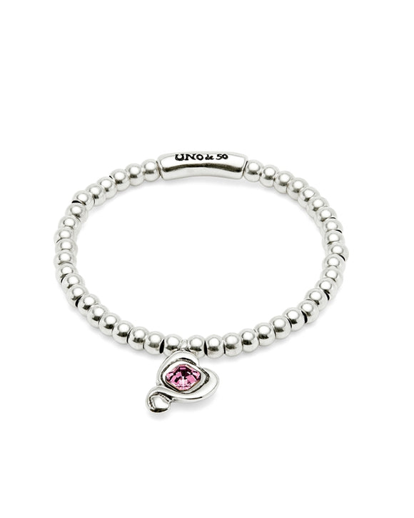 Heart Bracelet with Pink Crystal (Silver/Pink)