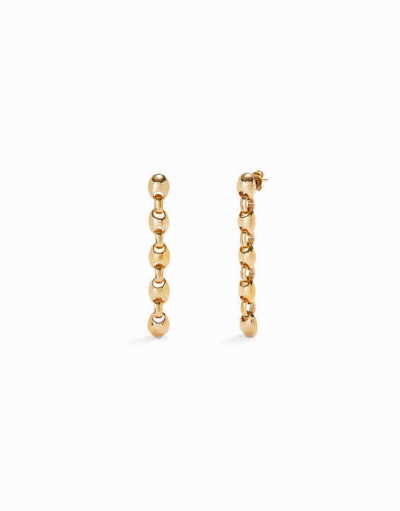 Earrings with bead-shaped links (gold or silver)