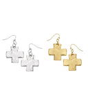 Square Cross Earrings (silver or gold)