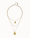 Multi strand chain necklace with an eye, gold